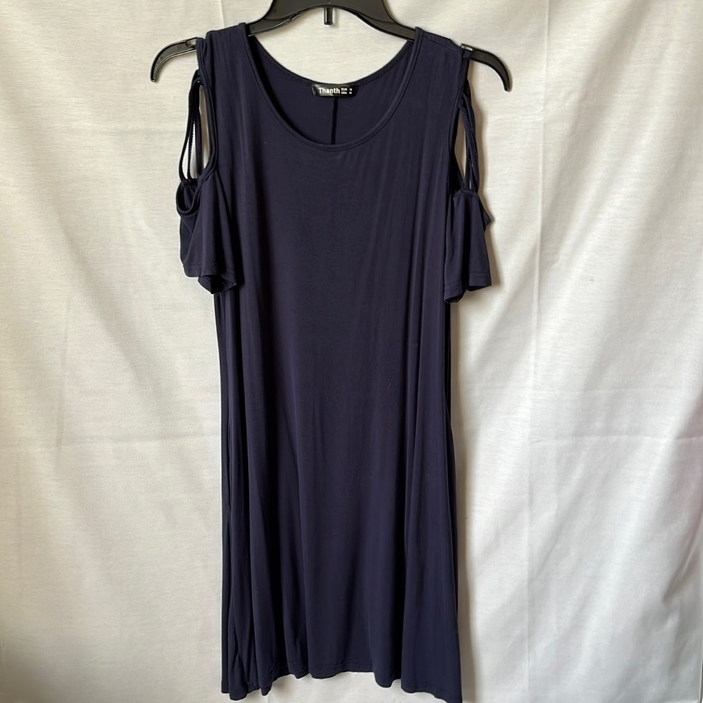 Thanth Navy Cold Shoulder Dress (Shein)